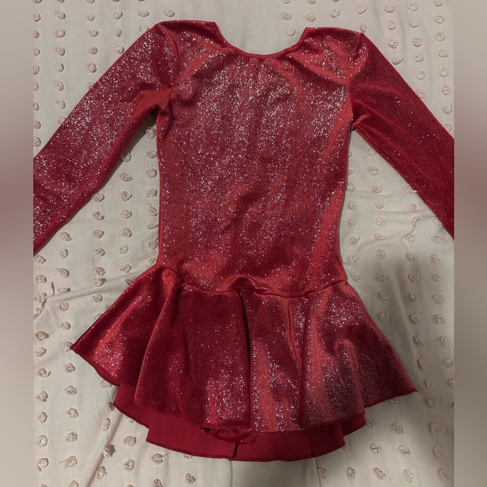 red sparkling velvet mondor skating dress - like new